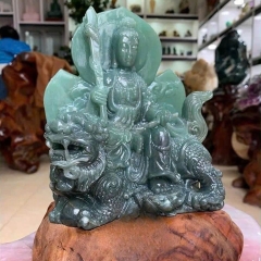 Tượng Văn Thù Bồ Tát Ngọc Aven Xanh