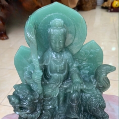 Tượng Văn Thù Bồ Tát Ngọc Aven Xanh