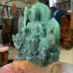 Tượng Văn Thù Bồ Tát Ngọc Aven Xanh