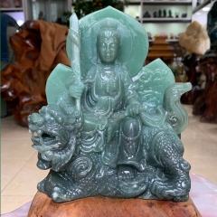 Tượng Văn Thù Bồ Tát Ngọc Aven Xanh