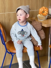 SET 2 BỘ DÀI CARO XANH VOI BÉ TRAI SẴN (SALE 109k)