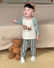 SET 2 BỘ DÀI CHÓ MK QUẦN KẺ SỌC BÉ TRAI