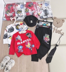 SET 2 BỘ DÀI IRONMAN MARVAL ĐEN ĐỎ GHI BÉ TRAI SẴN