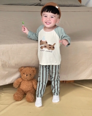 SET 2 BỘ DÀI CHÓ MK QUẦN KẺ SỌC BÉ TRAI