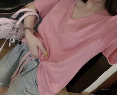 ÁO PHÔNG HỒNG+ QUẦN NGỐ JEAN ỐNG RỘNG GÂU CẠP CHUN NỮ