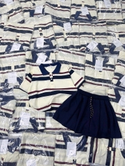 SET BỘ POLO KẺ CÚC PHỐI CV THAN NỮ