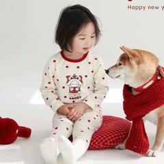 SET BỘ DÀI NOEL KẺ ĐỎ CHẤM NI BÉ TRAI BÉ GÁI