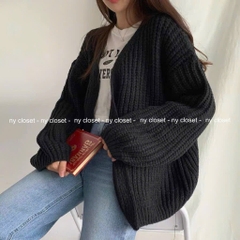 ÁO KHOÁC LEN MÀU ĐEN QC XINH XẮN THU - ĐÔNG