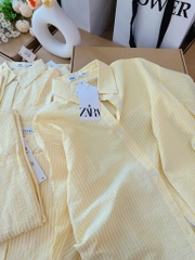 ÁO SƠ MI KẺ Z.ARA LI EO MẶC 2 KIỂU NỮ SẴN