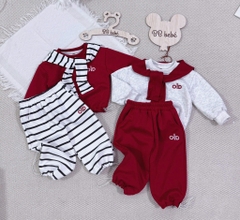SET BỘ DÀI ALO ĐỎ KẺ KÈM KHĂN BÉ TRAI BÉ GÁI SẴN