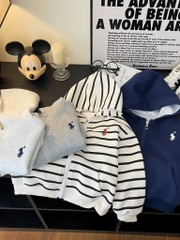 ÁO KHOÁC NỈ MŨ DÀI HOODY HAI DA BÉ TRAI