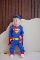SET BỘ DÀI COTTON SUPER MAN XANH KÈM MẶT NẠ ÁO CHOÀNG BÉ TRAI