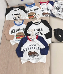 SET 3 ÁO Ô TÔ GẤU HAMBUGER DÀI TAY BÉ TRAI SẴN(XẢ 108k)
