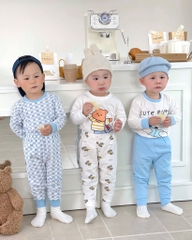 SET 3 BỘ DÀI TAY CUTE PUPPY TONE XANH TRỜI CHO BÉ TRAI