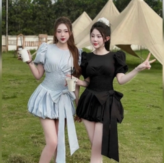 VÁY CHUN EO TAY BỒNG NỮ (Xả 89k)