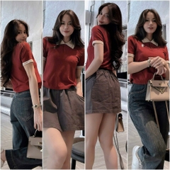 ÁO LEN CỘC POLO ĐỎ NỮ THU ĐÔNG