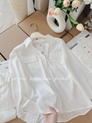 ÁO SƠ MI GU 2 TÚI NẮP TAY DÀI NỮ