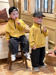 SET BỘ DÀI ÁO NỈ VÀNG QUẦN BÒ BÉ TRAI