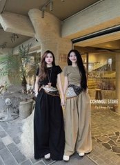 SET ÁO THUN QUẦN SUÔNG RỘNG KÈM KHĂN NỮ