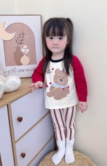 SET 2 BỘ DÀI QUẦN SỌC GẤU BEAR PUPPY BÉ GÁI SẴN