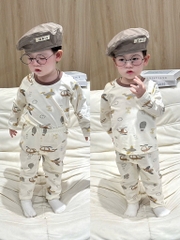 SET 2 BỘ DÀI MÁY BAY SIÊU XINH TONE NÂU BÉ TRAI