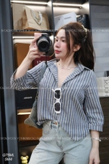 ÁO SƠ MI KẺ TAY LỬNG 2 MÀU NỮ