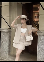 SET BLAZER CHÂN VÁY LI EO KÈM ÁO SẴN