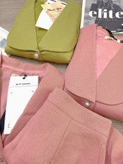 SET DẠ WEET LI-EN CỔ V SEN CÚC NGỌC QUẦN LI SẴN