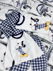 SET BỘ DÀI MICKEY QUẦN KẺ XANH THAN MẸ VÀ BÉ
