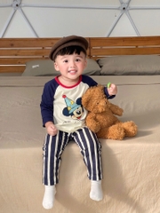 SET 2 BỘ DÀI CHÓ MK QUẦN KẺ SỌC BÉ TRAI