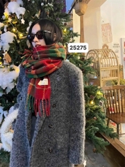 KHĂN MŨ - KHĂN DẠ KẺ CARO TONE ĐỎ NỮ THU ĐÔNG