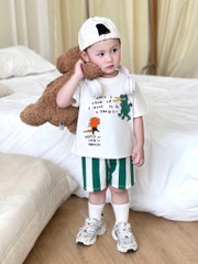 SET 2B CỘC TAY KHỦNG LONG TONE VÀNG XANH CHO BÉ TRAI