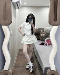 ÁO POLO LEN VẶN THỪNG THÊU GẤU CỘC TAY NỮ THU ĐÔNG SẴN