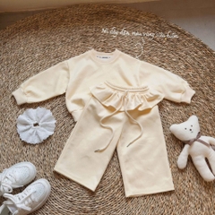 BỘ DÀI NỈ PHỐI BÈO MÀU BE BÉ GÁI