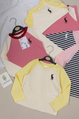 SET 3 ÁO NGỰA PHỐI MÀU DÀI TAY BÉ GÁI SẴN