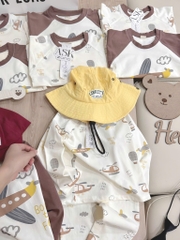 SET 2 BỘ DÀI MÁY BAY SIÊU XINH TONE NÂU BÉ TRAI