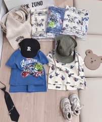 SET 2 BỘ CỘC TAY AVENGERS TONE XANH DƯƠNG BÉ TRAI