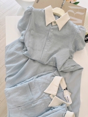 VÁY XOÈ NHẸ CỔ TRẮNG NỮ