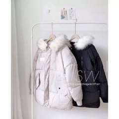 ÁO PHAO BÉO MŨ LÔNG 2 MÀU NỮ( XẢ 179k)