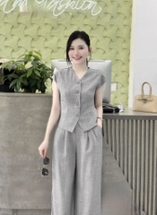 SET GHI 2 LỚP TAY LIỀN CÚC BỌC NỮ