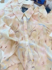 ÁO SƠ MI HOA CỎ 1 TÚI TRƯỚC NỮ