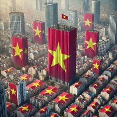 ÁO PHÔNG BỐ MẸ CON CỜ ĐỎ SAO VÀNG BẢN ĐỒ VN SẴN (xả 50k)