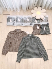 ÁO SƠ MI GU KẺ NƠ 2 LỚP DÀI TAY NỮ SẴN (XẢ 79k)