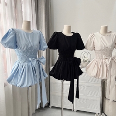 VÁY CHUN EO TAY BỒNG NỮ (Xả 89k)