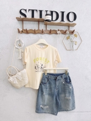 SET JEAN RÁCH LỬNG MIX ÁO PHÔNG FOREST NỮ SẴN (SALE 139k)
