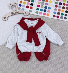 SET BỘ DÀI ALO ĐỎ KẺ KÈM KHĂN BÉ TRAI BÉ GÁI SẴN