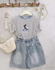 SET BÒ ÁO DÍP TĂM KẺ PHỐI MIX QUẦN LI BẠC NỮ