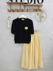 SET ÁO LEN TĂM HÀN MIX CV XẾP LI DÁNG DÀI NỮ