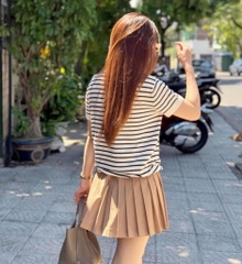 ÁO LEN DỆT CỔ BẺ CỌC TAY NỮ THU ĐÔNG