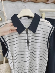 SET ÁO KẺ PHỐI TAT VIỀN MIX CHÂN VÁY NỮ